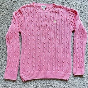 Vintage Lilly Pulitzer Pink Cable Knit Crew Neck Sweater